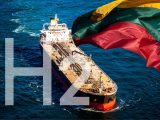 Hydrogen fuel ship - Image of a tanker and Lithuanian flag