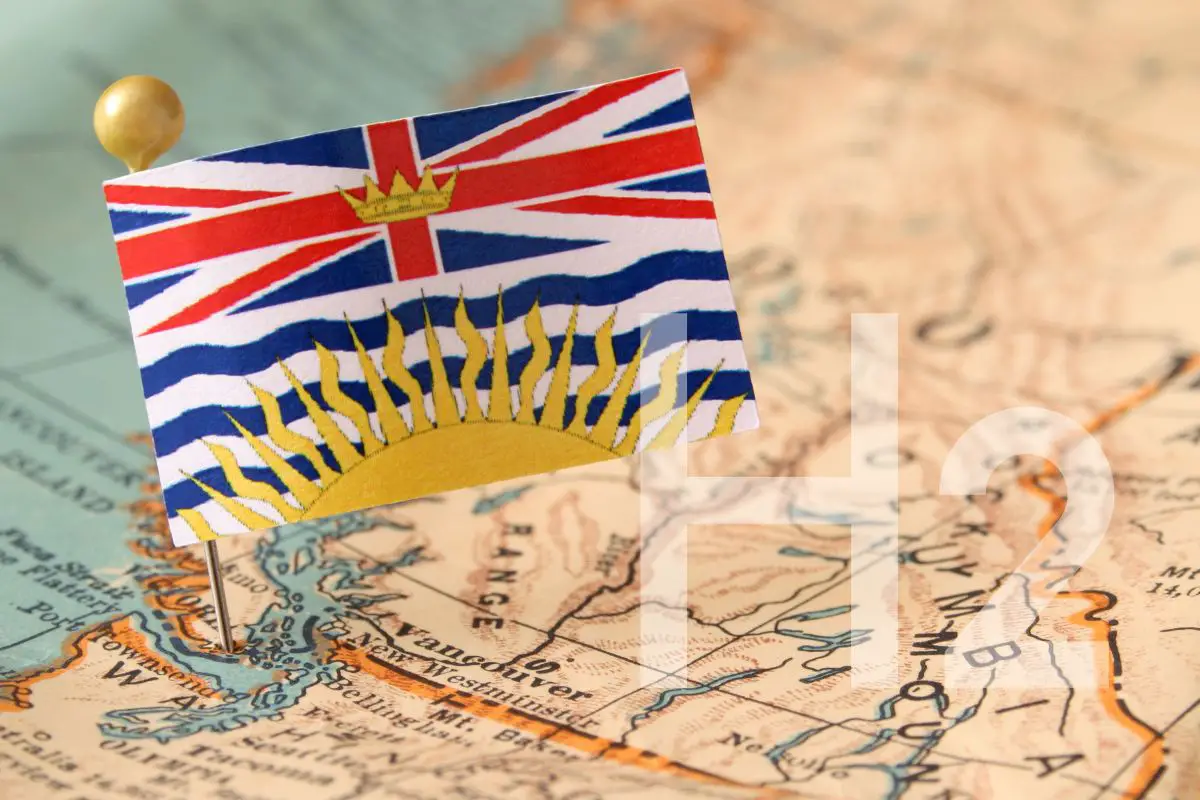 Hydrogen Hub - H2 - British Columbia Flag and map