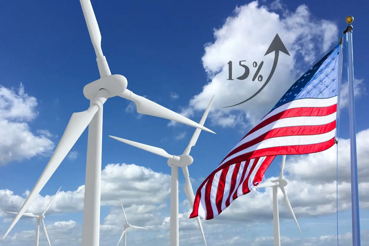 Wind Energy - US Flag - 15 percent Increase