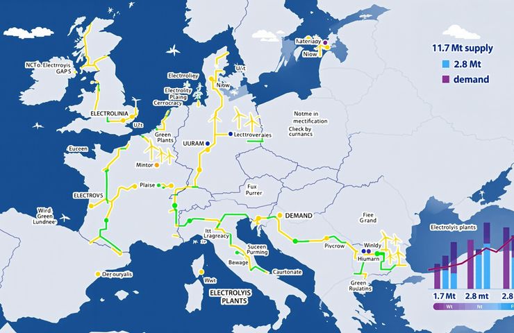 EU Green Hydrogen Production Faces 1.1Mt Shortfall by 2030