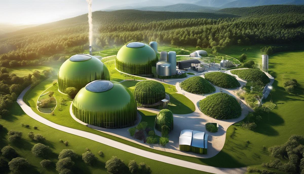 Image illustrating the future of biomass energy, showing sustainable practices and integration in the energy system.